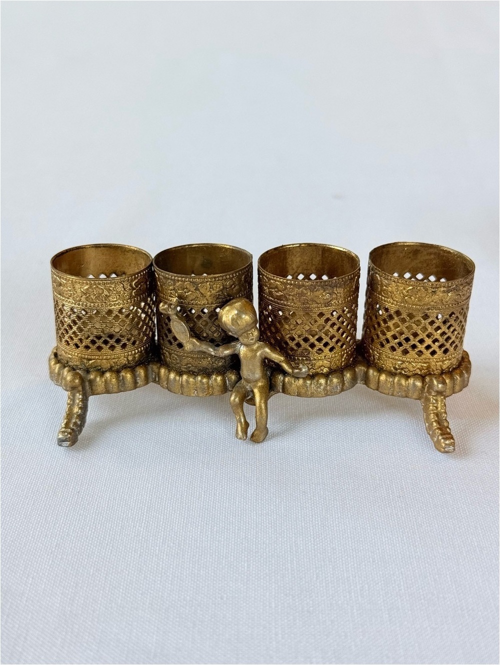 Vintage Gold-Tone Lipstick Holder with Cherub Accent | Romantic Vanity Decor